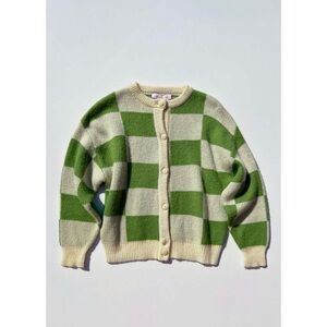 Lisa Says Gah Lauda Cardigan Ivory Leaf Check
